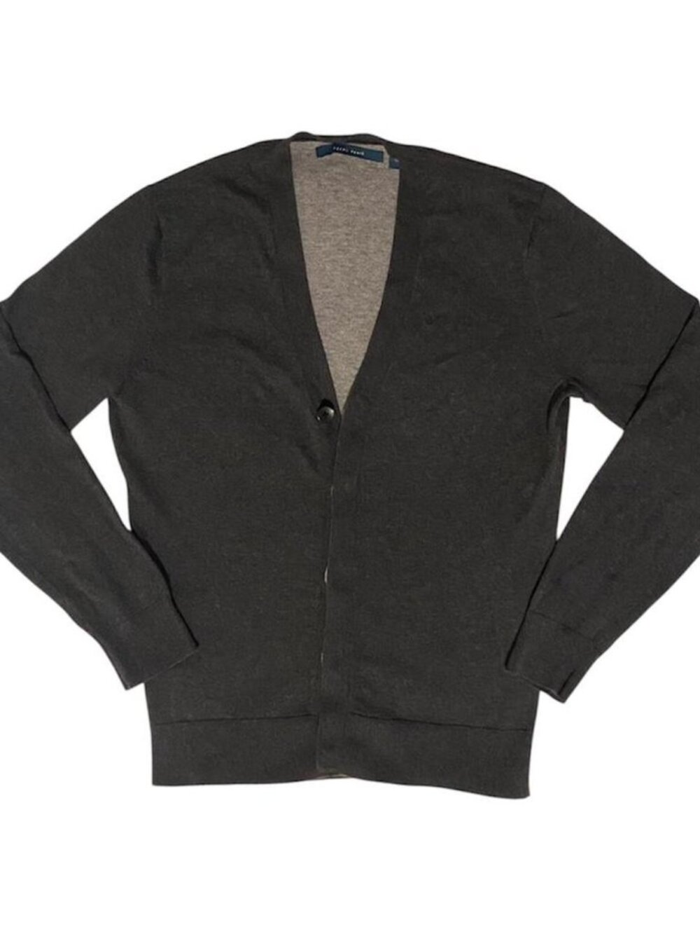 Perry Ellis Men's Grey and Black Cardigan